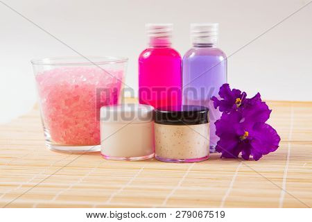 Accessories For Bodycare And Face Care In The Bathroom