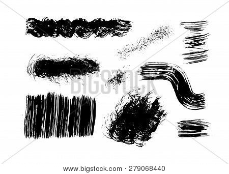 Brush Strokes Set Hand Drawn Scribble Abstract Vector Illustration. Border Design Template.