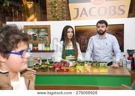 Baku, Azerbaijan, 12 January 2019: Coffee And Tea Festival In Baku, Barmen Competition