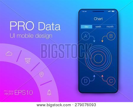 Mobile Phone Application For Analytics. Stock Vector