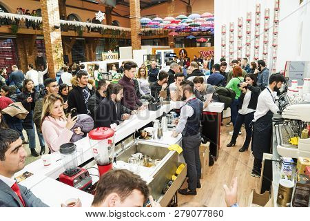 Baku, Azerbaijan, 12 January 2019: Coffee And Tea Festival In Baku, Barmen Competition