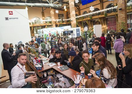 Baku, Azerbaijan, 12 January 2019: Coffee And Tea Festival In Baku, Barmen Competition