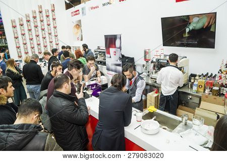 Baku, Azerbaijan, 12 January 2019: Coffee And Tea Festival In Baku, Barmen Competition