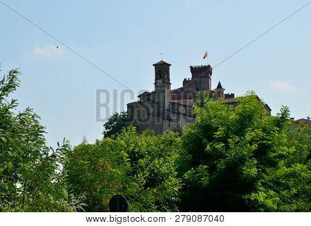 Barolo, Province Of Cuneo, Piedmont, Italy. July 2018. View On The Historical Center Of Barolo