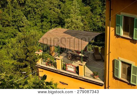 Barolo, Piedmont, Italy. July 2018. From The Castle You Have Magnificent Views Of The Surrounding Co