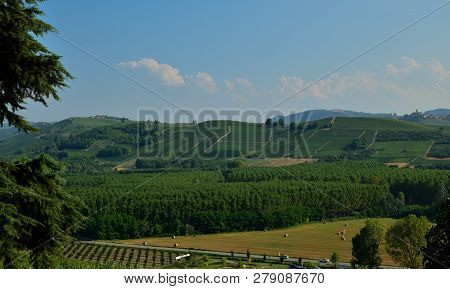 Grinzane Cavour, Piedmont, Italy. July 2018. At The Foot Of The Castle All Around Heavenly Views Of