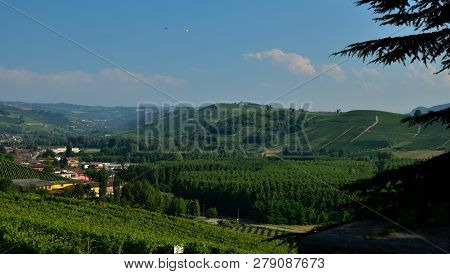 Grinzane Cavour, Piedmont, Italy. July 2018. At The Foot Of The Castle All Around Heavenly Views Of