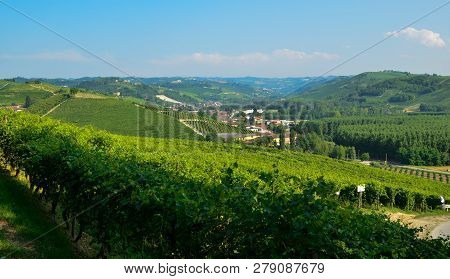 Grinzane Cavour, Piedmont, Italy. July 2018. At The Foot Of The Castle All Around Heavenly Views Of