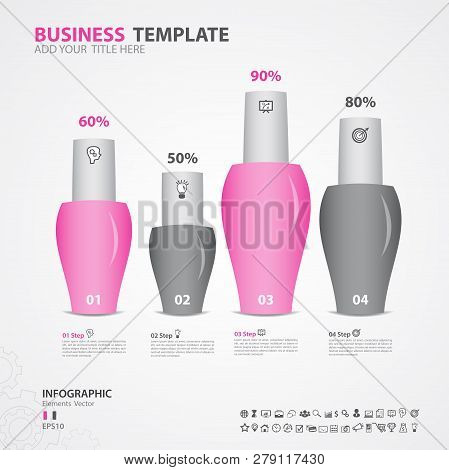 Infographics Elements Diagram With 4 Steps, Options, Vector Illustration, Cosmetics, Nail Polish Bot