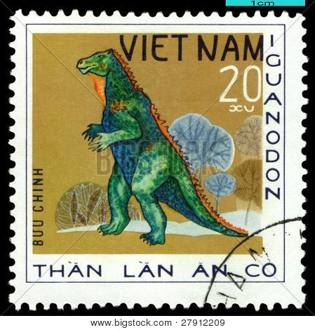 Ročníku poštovní známka.  Iguanodon.