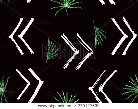 Green Exotic Pattern. Monstera And Hibiscus Flowers Tropical Bouquet.  Saturated Large Floral Swimwe