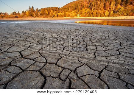 Dried Out Lake During A Particularly Dry Summer  Bouverans - Doubs - France