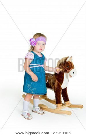 Babyand Spielzeug Pferd isoliert auf weiss