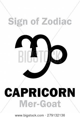 Astrology Alphabet: Sign Of Zodiac Capricorn (the Mer-goat). Hieroglyphics Character Sign (single Sy