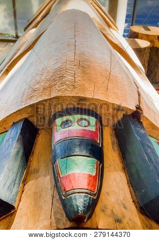 September 14, 2018 - Juneau, Alaska: Detail Of Tlingit Carving, Mount Roberts.