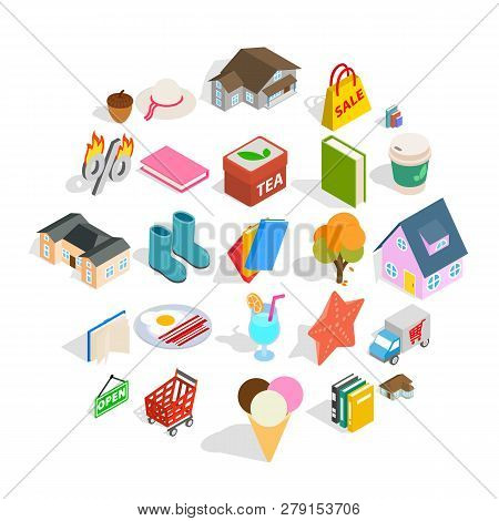 Sale Of Label Icons Set. Isometric Set Of 25 Sale Of Label Vector Icons For Web Isolated On White Ba