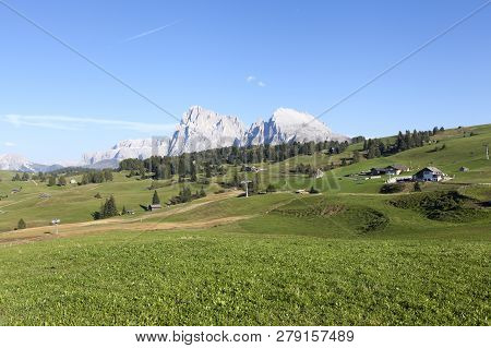 Compaccio Compatsch, Italy On September 12. View From The Mountain Station Towards The Landscape On 