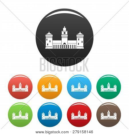 Old Castle Icons Set 9 Color Vector Isolated On White For Any Design