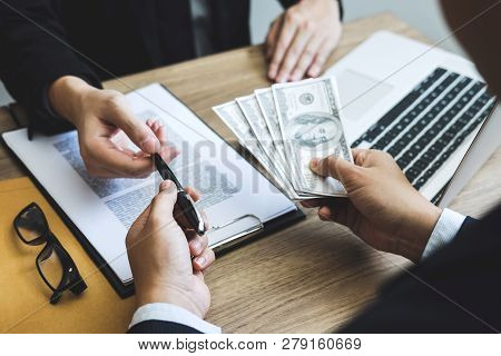 Dishonest Cheating In Business Illegal Money, Business Man Giving Bribe Money In Business People To 