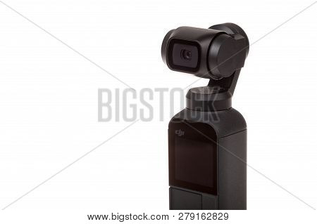 Varna, Bulgaria - December 28, 2018: Newly Released Dji Osmo Pocket, Isolated On White Background. O