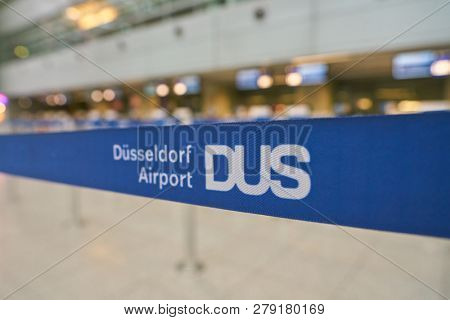 DUSSELDORF, GERMANY - CIRCA SEPTEMBER, 2018: close up shot of Dusseldorf Airport sing.