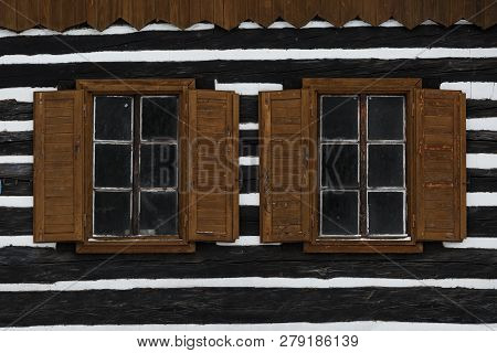 Windows Of A Traditional House In Budis Village, Northern Slovakia.