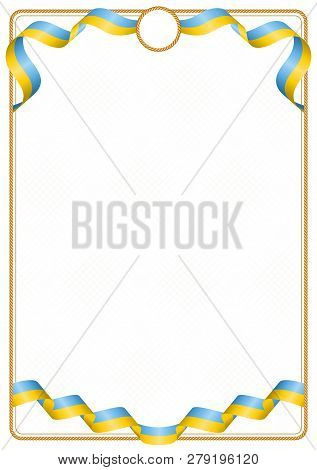 Frame And Border Of Ribbon With The Colors Of The Tuva Flag, Template Elements For Your Certificate 