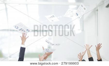 Close Up.exultant Business Team .photo With Copy Space