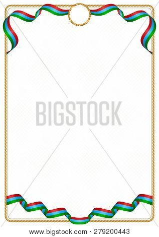 Frame And Border Of Ribbon With The Colors Of The Karelia Flag, Template Elements For Your Certifica