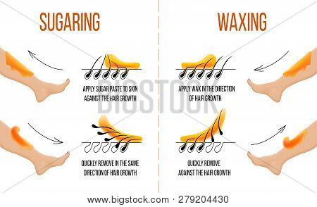 Waxing And Sugaring. Hair Removal. Smooth Clear Skin. Epilation And Depilation Of Hair.