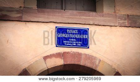 Entrance To Georges Frankhauser Passage In Historic Town Center Of Strasbourg