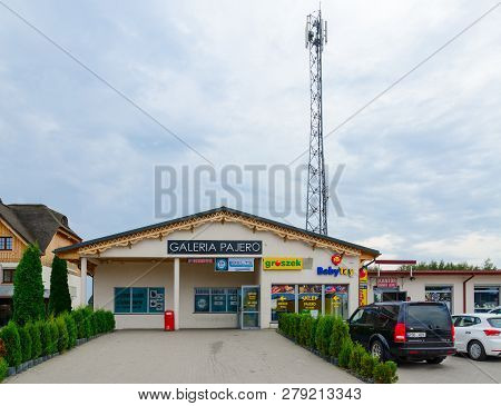 Pajero, Poland - September 4, 2018: Babytoy (galeria Pajero), Groszek Grocery Store At Pajero Stop P