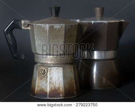 Moka Coffee Makers. Coffee Grinder And Coffee