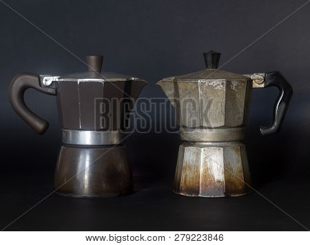 Moka Coffee Makers. Coffee Grinder And Coffee
