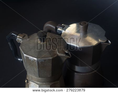 Moka Coffee Makers. Coffee Grinder And Coffee