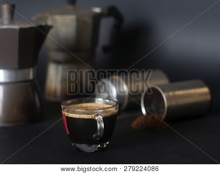Moka Coffee Makers. Coffee Grinder And Coffee