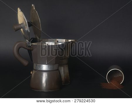 Moka Coffee Makers. Coffee Grinder And Coffee