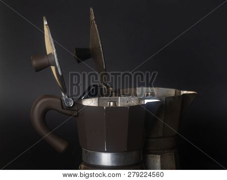 Moka Coffee Makers. Coffee Grinder And Coffee