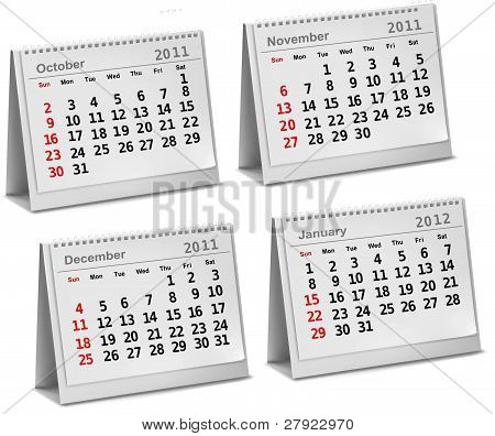 Настольный календарь 2011 - Октябрь, Ноябрь, Декабрь 2012 г.-Январь.