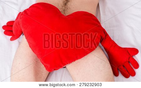 Love And Sex Concept. Valentines Day Surprise. Sexual Health And Libido. Ready To Make Love. Heart R
