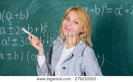 Study And Education. Sharing Knowledge. Modern School. Knowledge Day. Teacher On School Lesson At Bl