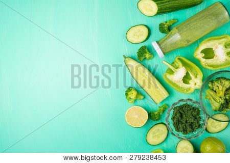Green Vegetables. For Cooking Healthy And Wholesome Food. Healthy Green Vegan Cooking Ingredients. B