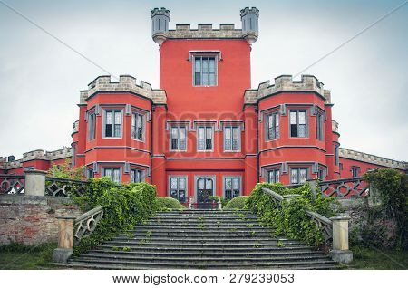 Beautiful Classic Red European Medieval Ancient Castle