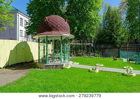 Arbor In Courtyard Of House On Putna Street On Sunny May Day, Vitebsk, Belarus