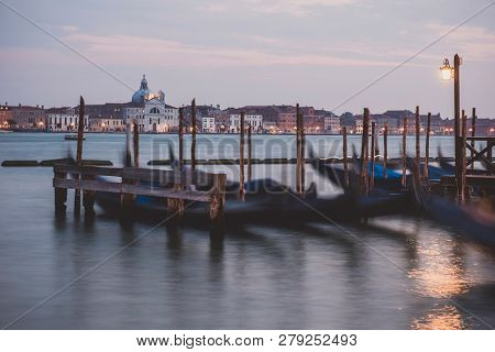 Evening View Of Gondolas On The Wave And San Giorgio Maggiore, V
