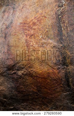 Prehistoric Paintings On Rock Known As Petroglyphs In The Municipality Of Facatativa In Colombia