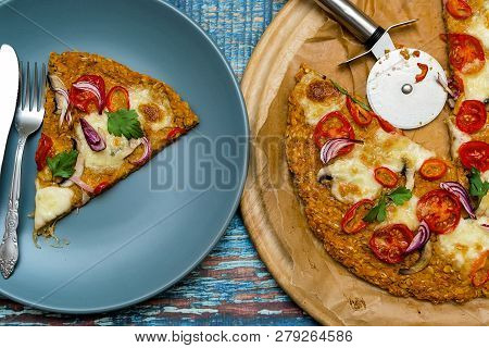 Pizza With Blat Of Sweet Potato And Oat Seeds