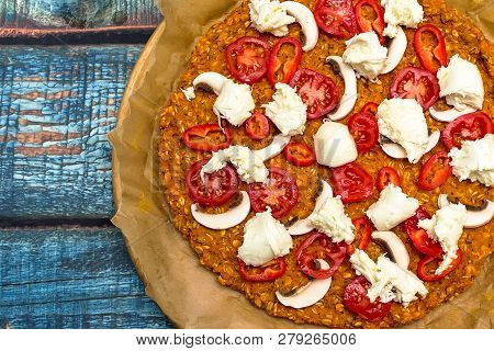 Pizza With Blat Of Sweet Potato And Oat Seeds
