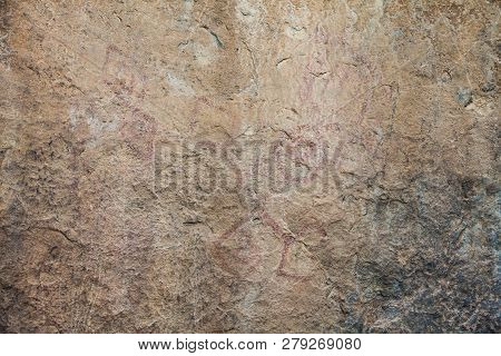 Prehistoric Paintings On Rock Known As Petroglyphs In The Municipality Of Facatativa In Colombia