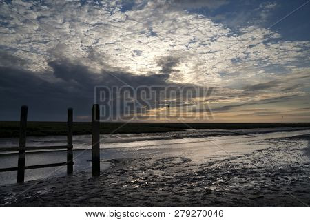 Sunset At The Harbour In The Northern Dutch Village Noordpolderzijl